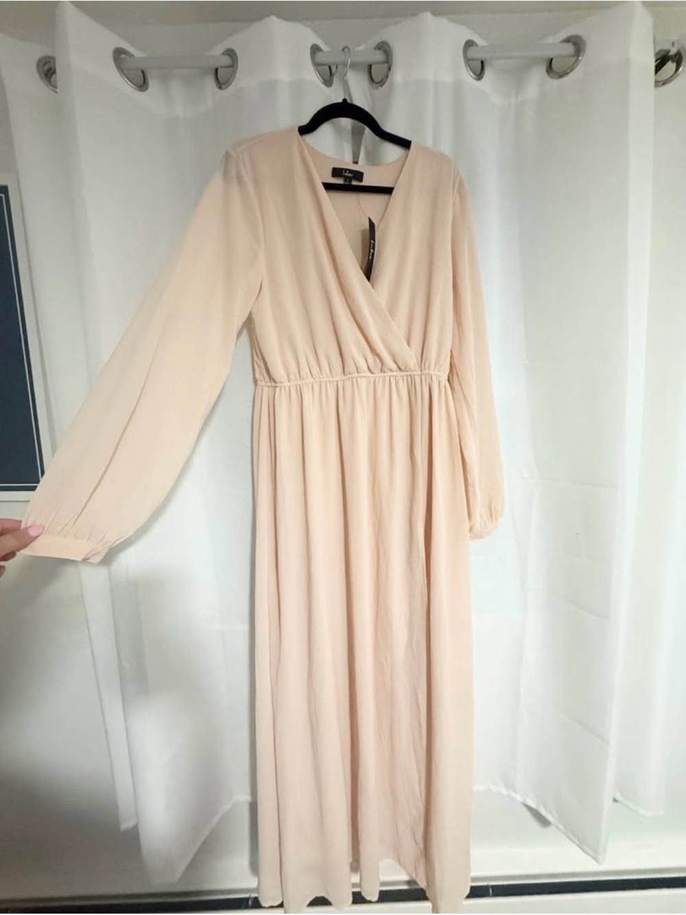 Lulu's Blush Long Sleeve Wrap Maxi Dress